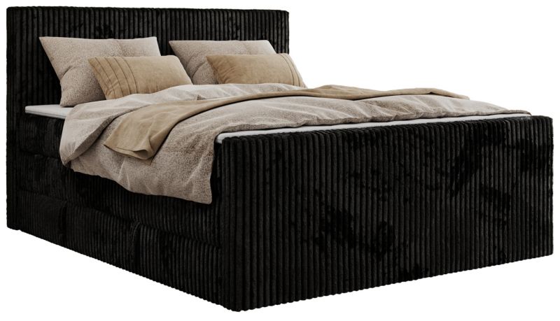 Łóżko kontynentalne MKS Meble TILIANO KING DUO 140x200 H3 czarny sztruks 1szt.