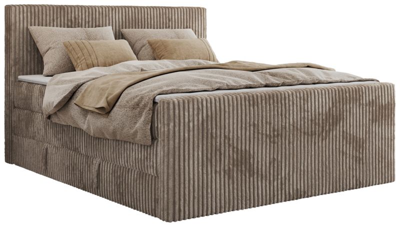 Łóżko kontynentalne MKS Meble TILIANO KING DUO 160x200 H4 jasnobrązowy sztruks 1szt.