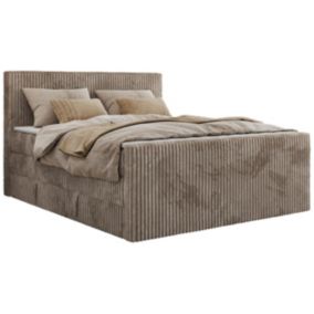 Łóżko kontynentalne MKS Meble TILIANO KING DUO 160x200 H4 jasnobrązowy sztruks 1szt.