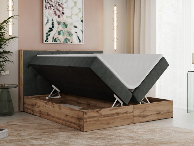 Łóżko kontynentalne MKS Meble VENETO 180x200 H3 ciemnoszary struktura 1szt.