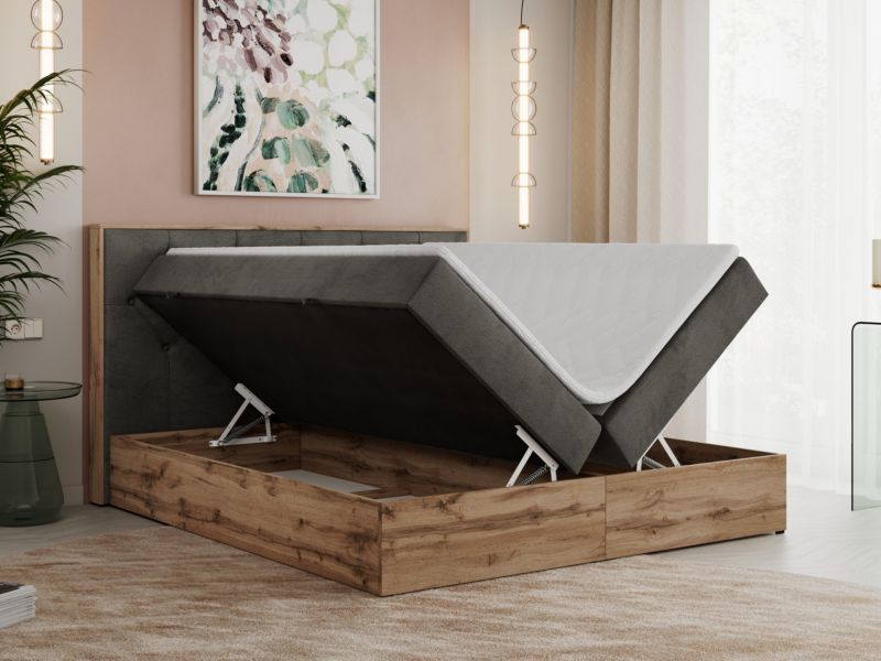 Łóżko kontynentalne MKS Meble VENETO 180x200 H3 ciemnoszary welwet 1szt.