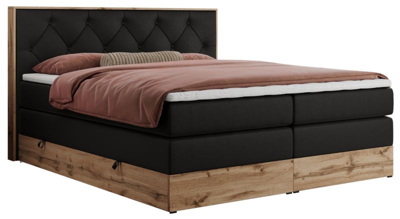 Łóżko kontynentalne MKS Meble VENETO KING 140x200 H4 czarny ekoskóra 1szt.