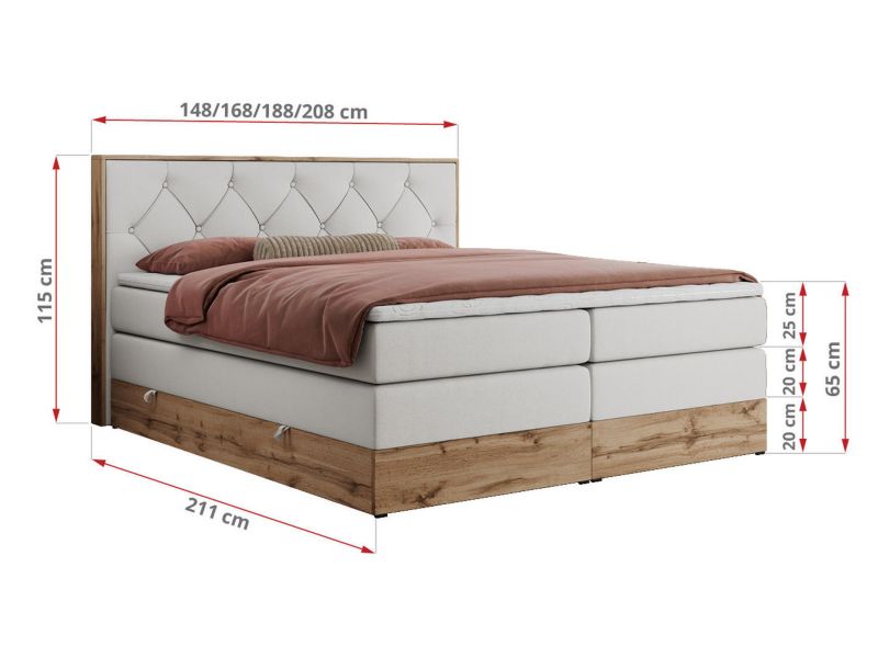 Łóżko kontynentalne MKS Meble VENETO KING 160x200 H4 biały ekoskóra 1szt.