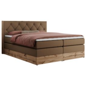 Łóżko kontynentalne MKS Meble VENETO KING 180x200 H3 brązowy ekoskóra 1szt.