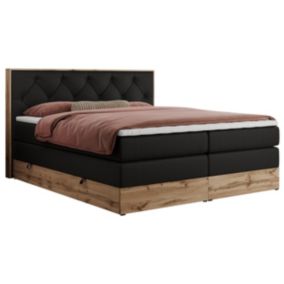 Łóżko kontynentalne MKS Meble VENETO KING 180x200 H4 czarny ekoskóra 1szt.