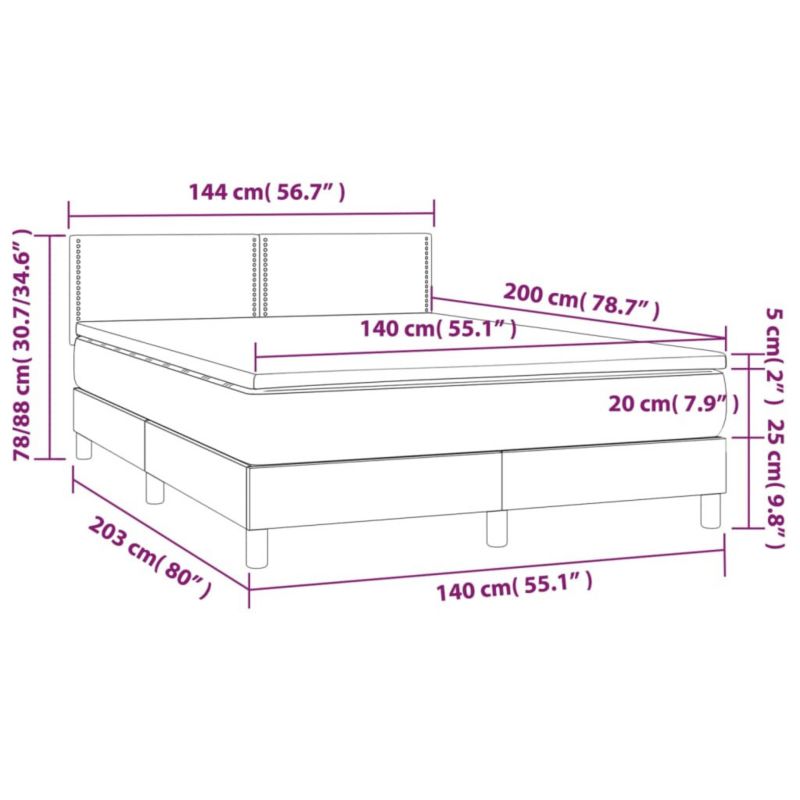 Łóżko kontynentalne WaszeMeble 140x200 cm czarne WM-3133079 1 szt.