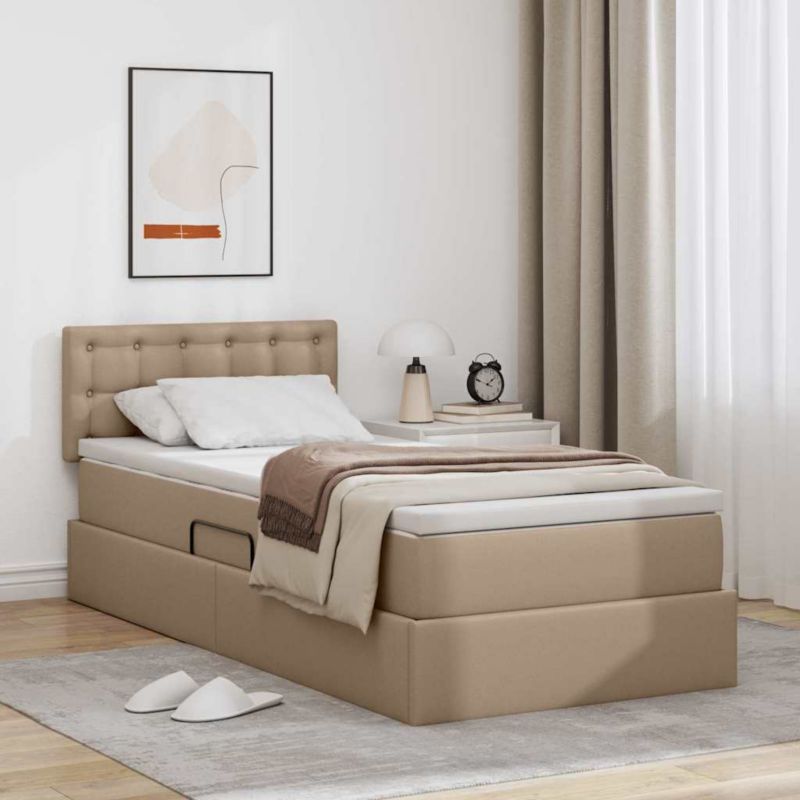Łóżko Kontynentalne WaszeMeble z Materacem 100x200 cm Brązowe WM-3370384 1 szt.