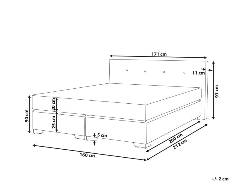 Łóżko kontynentalne welurowe 160 x 200 cm beżowe Consul 1 szt.