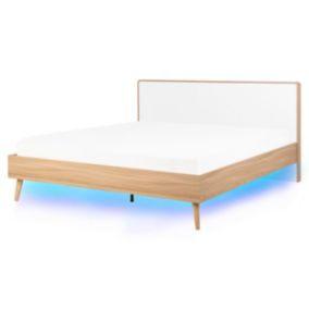 Łóżko LED 160 x 200 cm jasne drewno Serris 1 szt.