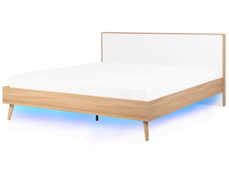 Łóżko LED 180 x 200 cm jasne drewno Serris 1 szt.