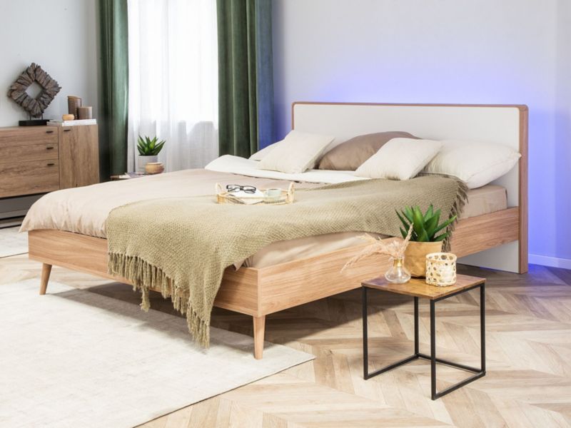 Łóżko LED 180 x 200 cm jasne drewno Serris 1 szt.
