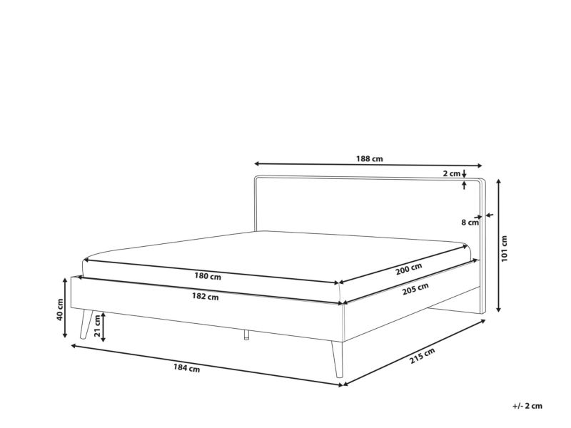 Łóżko LED 180 x 200 cm jasne drewno Serris 1 szt.