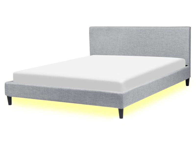 Łóżko LED Fitou 160 x 200 cm LED  Jasnoszary 1 szt.