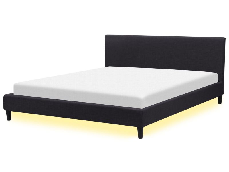 Łóżko LED Fitou 180 x 200 cm LED  Czarny 1 szt.