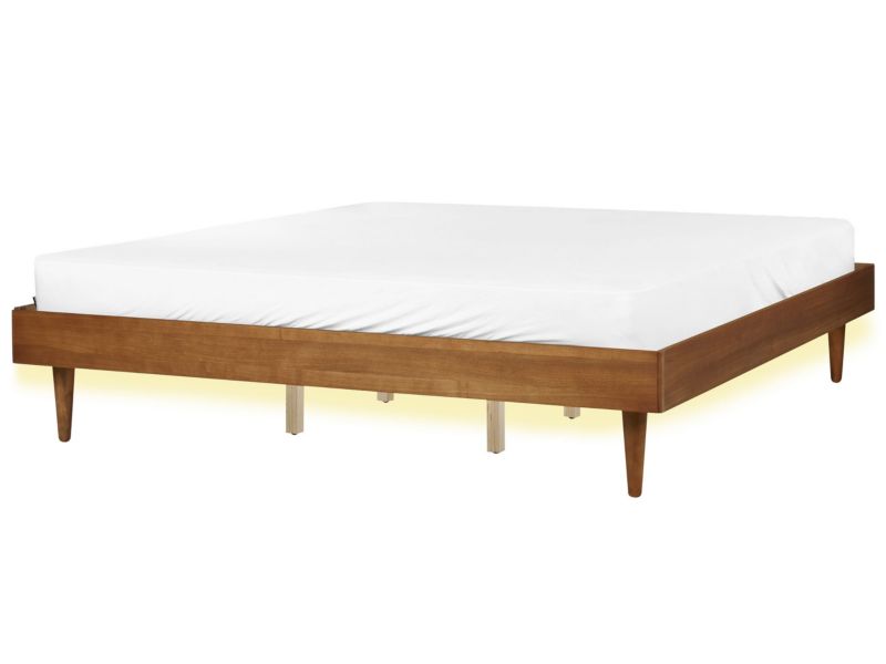 Łóżko LED Toucy 180 x 200 cm LED Jasne drewno 1 szt.