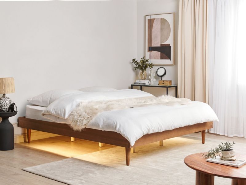 Łóżko LED Toucy 180 x 200 cm LED Jasne drewno 1 szt.