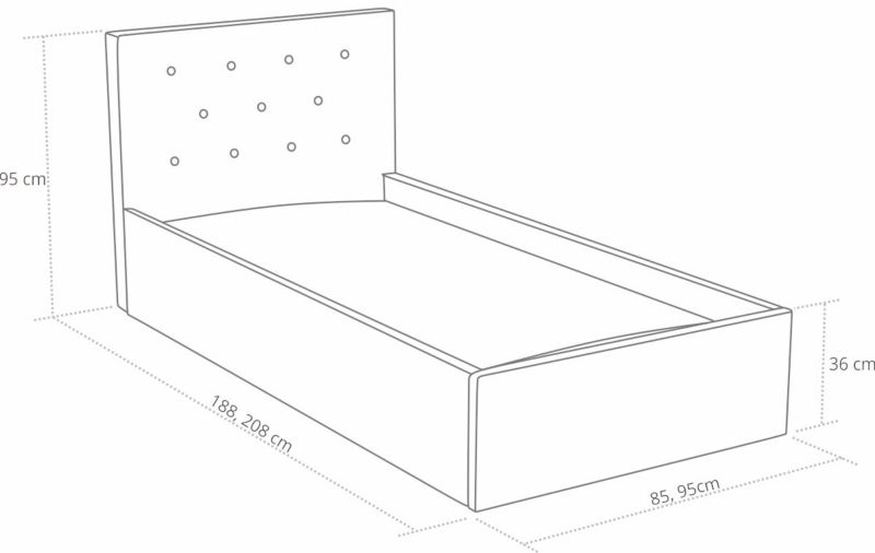 Łóżko młodzieżowe 80x180 Star Szare 1 szt.