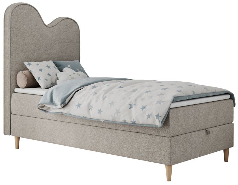 Łóżko młodzieżowe MKS Meble FLOW 90x180 H3 beżowy struktura topper T25 1szt.