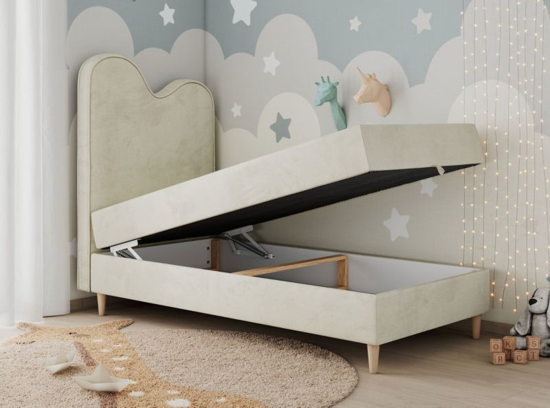 Łóżko młodzieżowe MKS Meble FLOW 90x180 H3 beżowy welwet topper Visco 1szt.