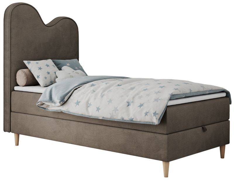 Łóżko młodzieżowe MKS Meble FLOW 90x180 H3 brązowy welwet topper T25 1szt.