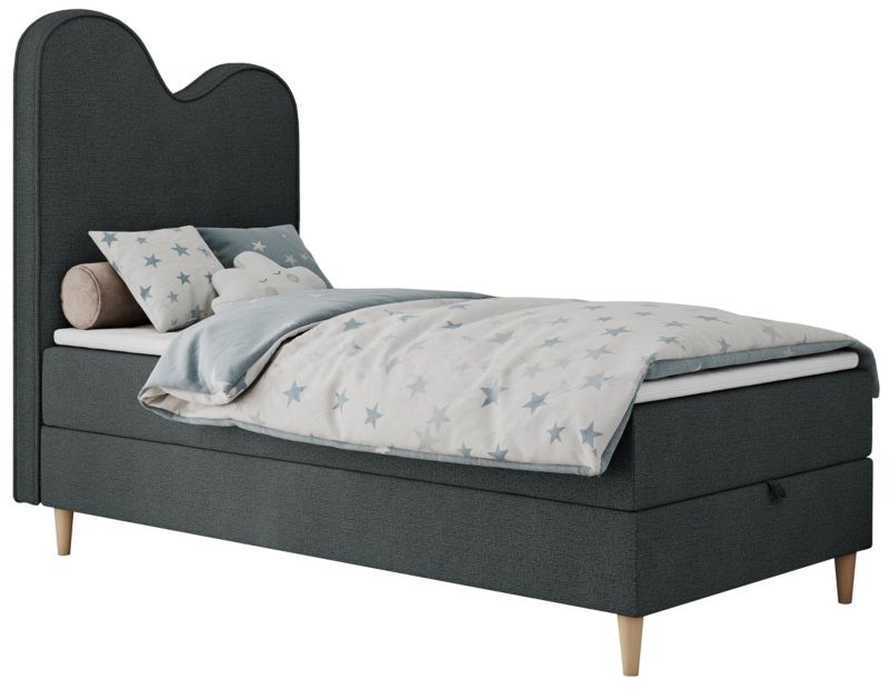 Łóżko młodzieżowe MKS Meble FLOW 90x180 H3 ciemnoszary struktura topper T25 1szt.