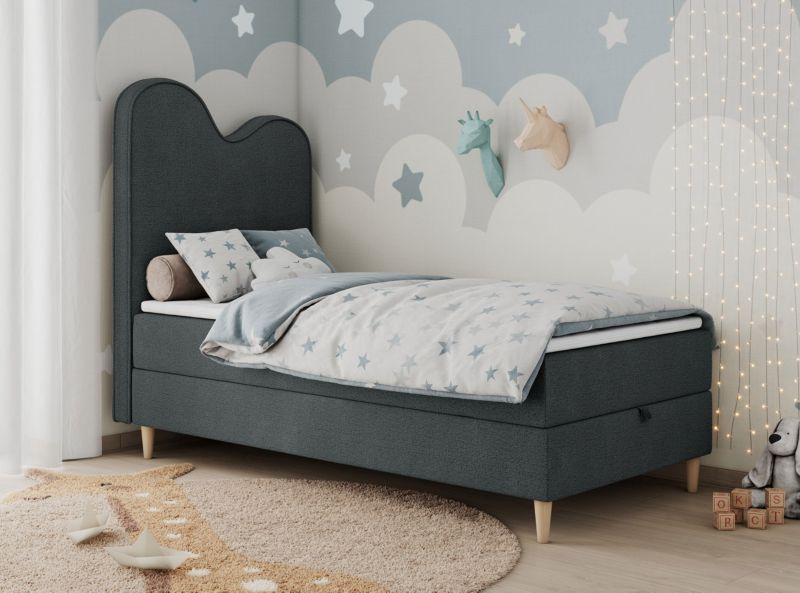 Łóżko młodzieżowe MKS Meble FLOW 90x180 H3 ciemnoszary struktura topper T25 1szt.