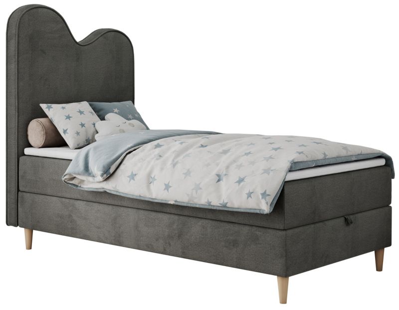 Łóżko młodzieżowe MKS Meble FLOW 90x180 H3 ciemnoszary welwet topper Visco 1szt.