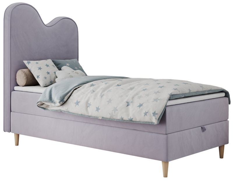 Łóżko młodzieżowe MKS Meble FLOW 90x180 H3 fioletowy welwet topper Visco 1szt.