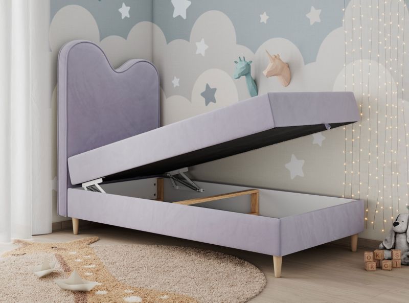 Łóżko młodzieżowe MKS Meble FLOW 90x180 H3 fioletowy welwet topper Visco 1szt.