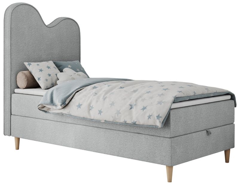 Łóżko młodzieżowe MKS Meble FLOW 90x180 H3 jasnoszary struktura topper T25 1szt.