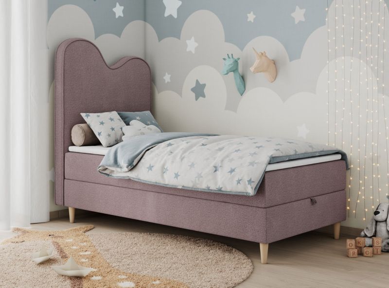 Łóżko młodzieżowe MKS Meble FLOW 90x180 H3 różowy struktura topper T25 1szt.