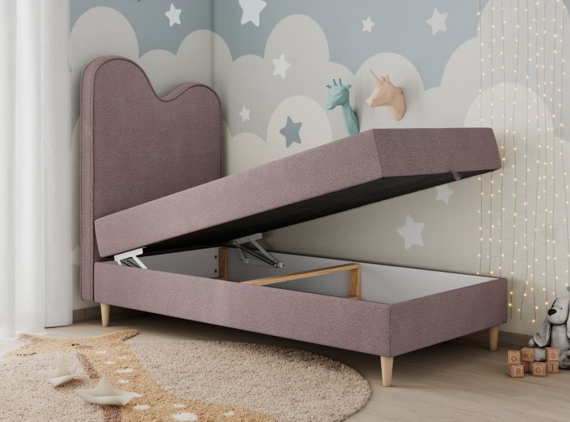 Łóżko młodzieżowe MKS Meble FLOW 90x180 H3 różowy struktura topper T25 1szt.