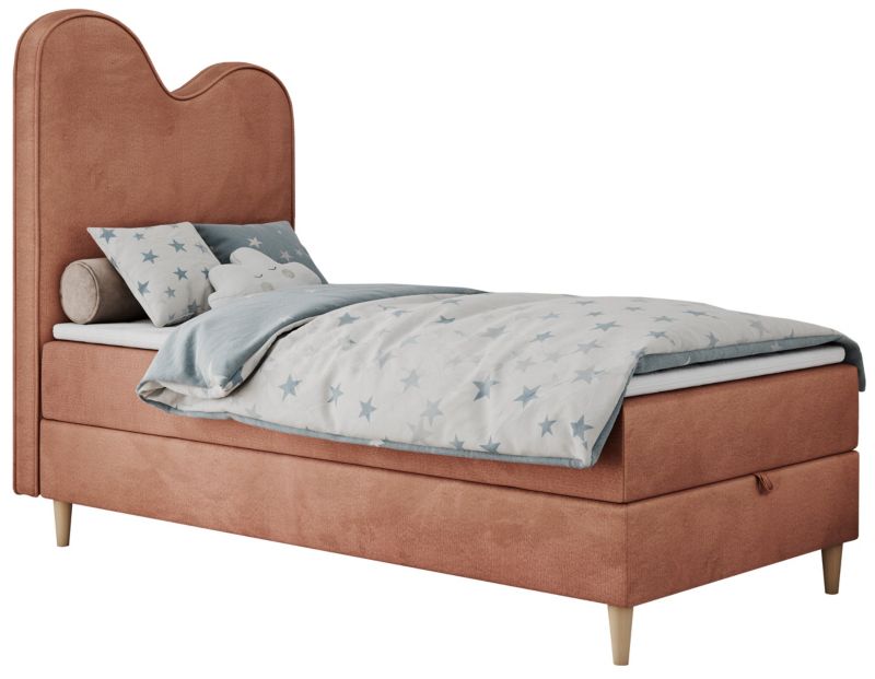 Łóżko młodzieżowe MKS Meble FLOW 90x180 H3 różowy welwet topper Visco 1szt.