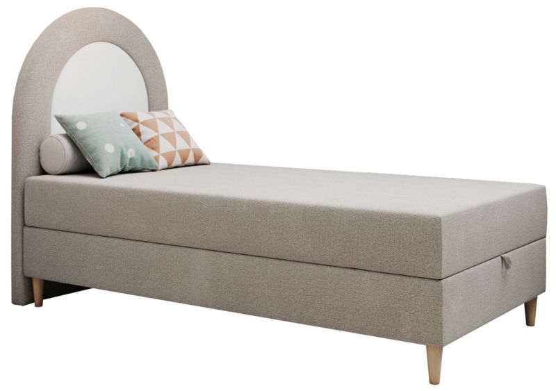 Łóżko młodzieżowe MKS Meble NEST 90x180 H3 beżowy struktura topper Visco 1szt.
