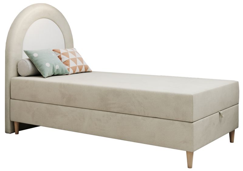 Łóżko młodzieżowe MKS Meble NEST 90x180 H3 beżowy welwet topper T25 1szt.
