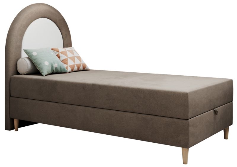 Łóżko młodzieżowe MKS Meble NEST 90x180 H3 brązowy welwet topper Visco 1szt.