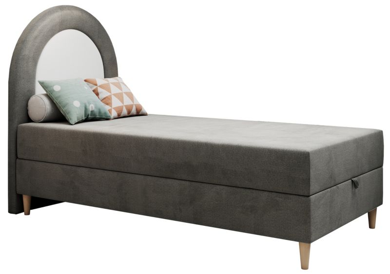 Łóżko młodzieżowe MKS Meble NEST 90x180 H3 ciemnoszary welwet topper T25 1szt.