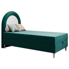 Łóżko młodzieżowe MKS Meble NEST 90x180 H3 ciemnozielony welwet topper T25 1szt.