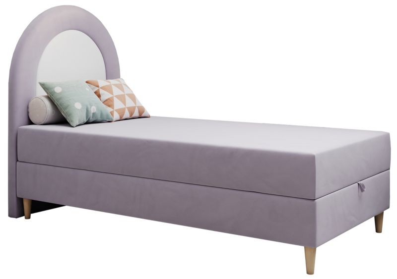 Łóżko młodzieżowe MKS Meble NEST 90x180 H3 fioletowy welwet topper T25 1szt.