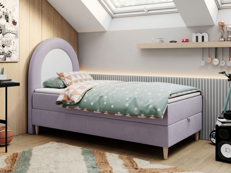 Łóżko młodzieżowe MKS Meble NEST 90x180 H3 fioletowy welwet topper T25 1szt.