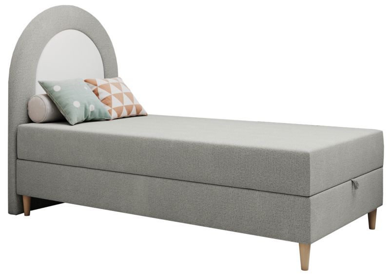 Łóżko młodzieżowe MKS Meble NEST 90x180 H3 jasnoszary struktura topper T25 1szt.
