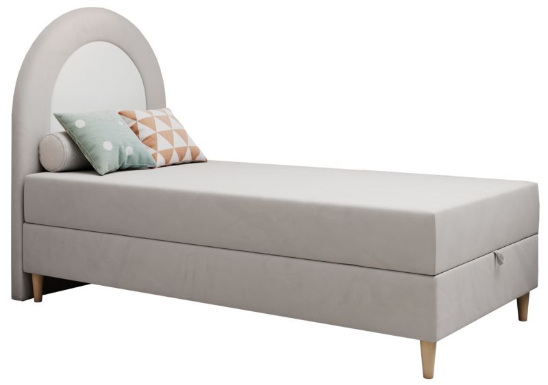 Łóżko młodzieżowe MKS Meble NEST 90x180 H3 jasnoszary welwet topper Visco 1szt.