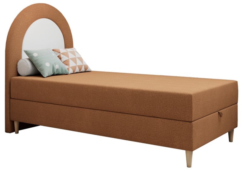 Łóżko młodzieżowe MKS Meble NEST 90x180 H3 pomarańczowy struktura topper T25 1szt.