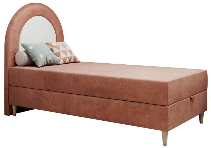 Łóżko młodzieżowe MKS Meble NEST 90x180 H3 różowy welwet topper T25 1szt.