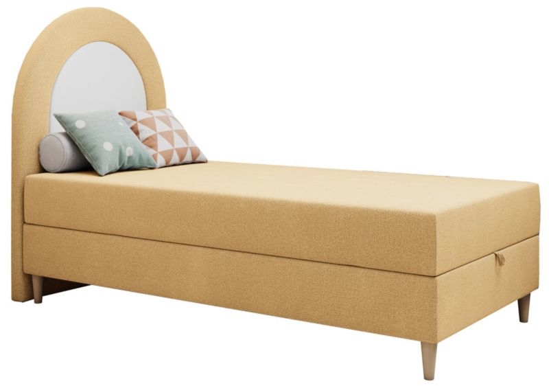 Łóżko młodzieżowe MKS Meble NEST 90x180 H3 żółty struktura topper Visco 1szt.