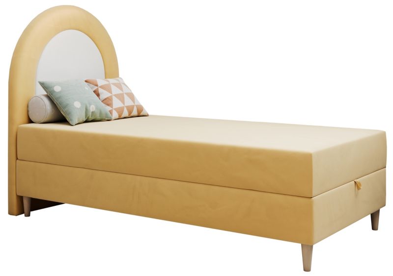 Łóżko młodzieżowe MKS Meble NEST 90x180 H3 żółty welwet topper Visco 1szt.