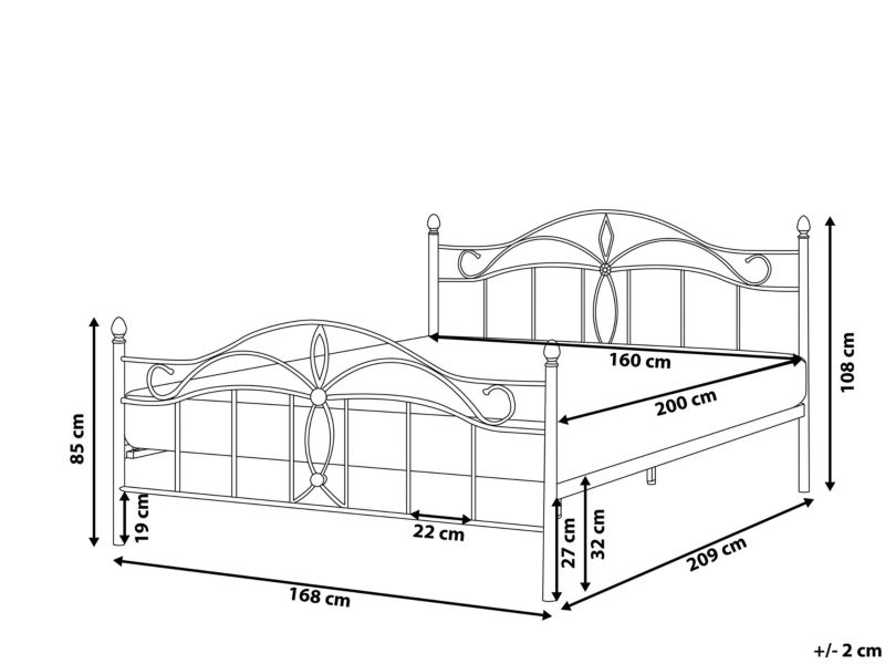 Łóżko metalowe 160 x 200 cm białe Antlia 1 szt.