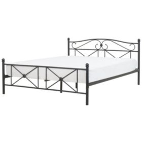 Łóżko metalowe 160 x 200 cm czarne Rodez 1 szt.