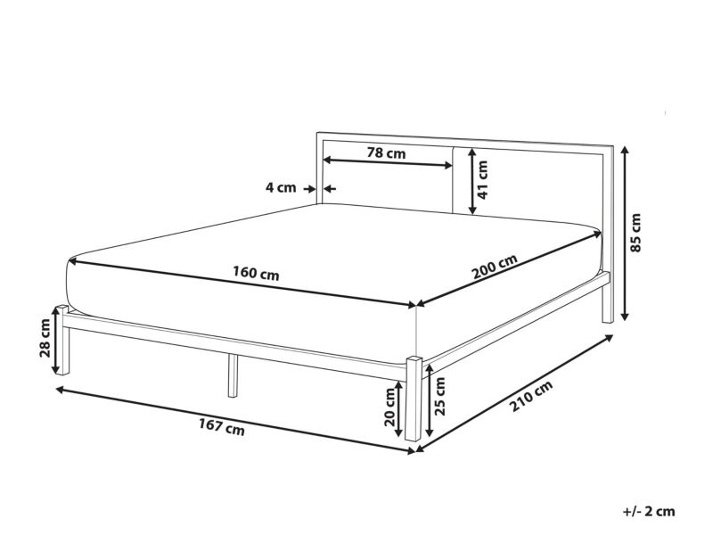 Łóżko metalowe 160 x 200 cm czarne z jasnobeżowym Clamart 1 szt.
