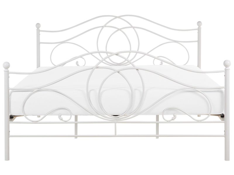 Łóżko metalowe 180 x 200 cm białe Lyra 1 szt.